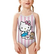 Hello Kitty Girls One Piece Swimsuits Hawaiian Summer Swimwear Beach Bathing Suit Outfits